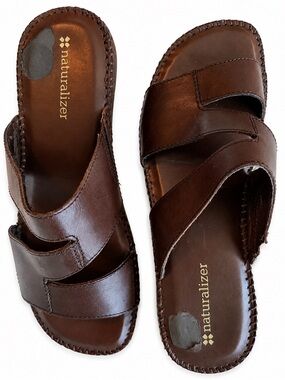 Naturalizer Brown Leather Slide Sandals size 7